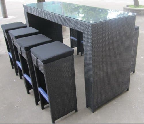 Tosh Furniture Black Bar Set with Black Cushion