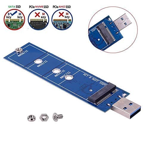 M.2 USB 3.0 Adapter, M2 SSD Reader, NGFF SATA Based B & M Key Solid State Drive Converter as Portable Flash Drive/External Hard Drive, Support 2230 2242 2260 2280 (No Cable Needed)