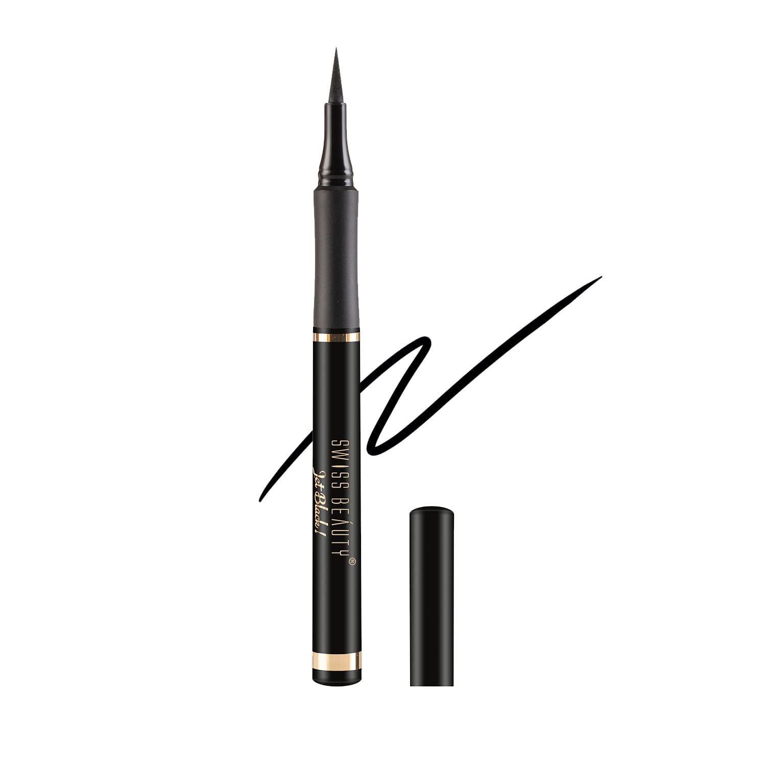 Waterproof And Long Wearing Bold Felt Tip Pen Glossy Eyeliner | Smudge Proof Eye Makeup | Quick Drying | Black, 1.2Ml