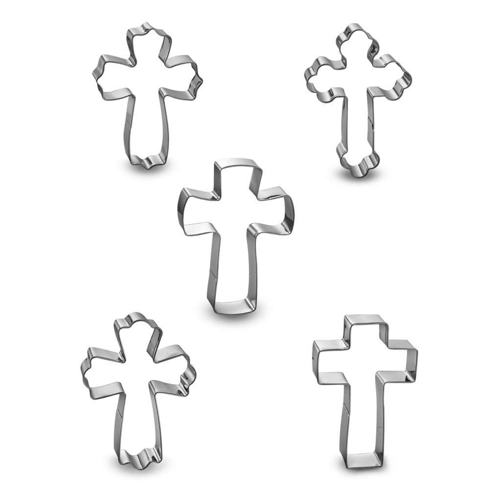 Cross Cookie Cutter 4 Inch Set -5 Pieces in Different Shapes Stainless Steel
