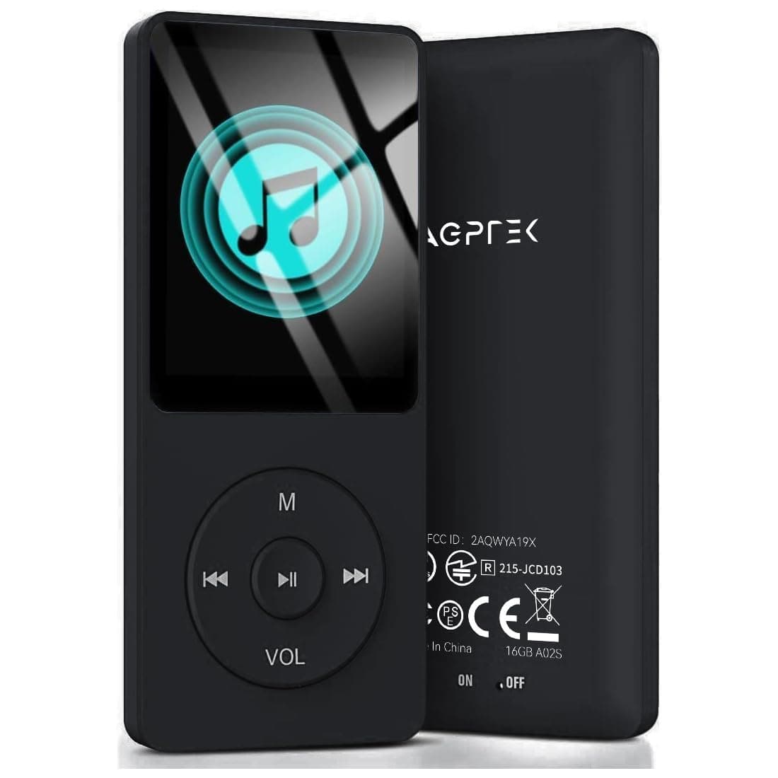 A02 8GB MP3 Player, 70 Hours Playback Lossless Sound Music Player, Supports up to 128GB, Black