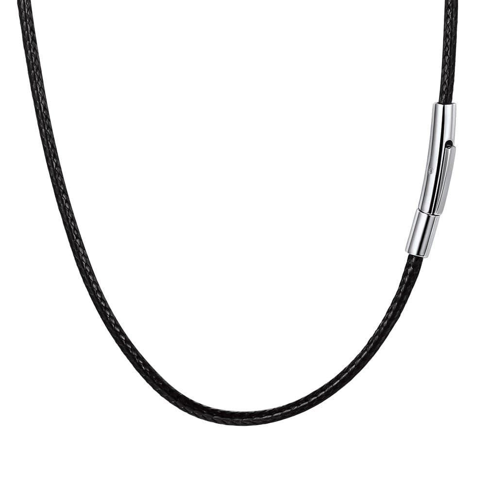 22 inch Black Necklace for Men Minimalist Chain for Jewelry Braided Leather Cord
