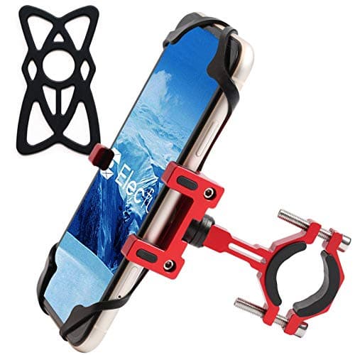 ELECFUN Motorcycle Phone Mount Universal Bike Cell Phone Holder Aluminum Bicycle Phone Holder Anti Shake & 360° Rotation, Fit Samsung Galaxy S9/S8 Plus/Google Pixel/iPhone, etc (Red)