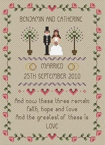 Faith, Hope, Love Wedding Sampler Cross Stitch Kit