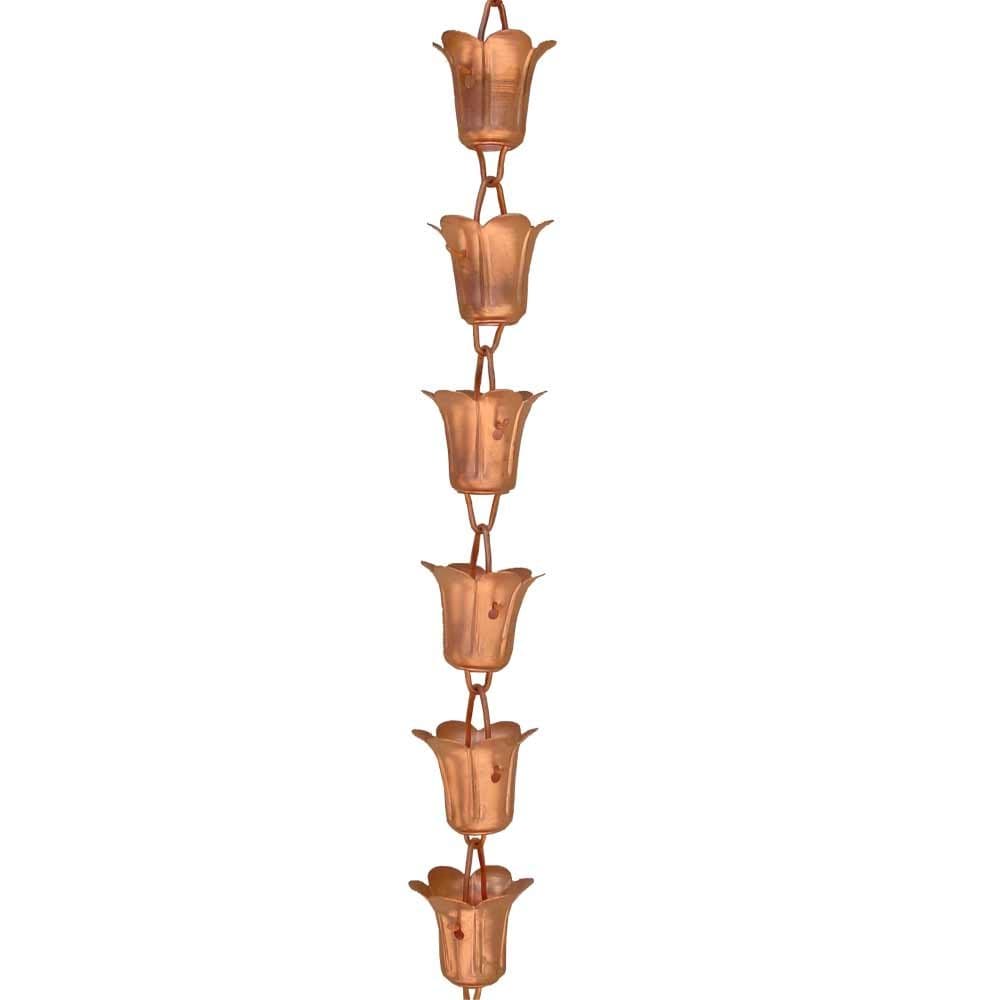 Monarch Pure Copper Tulip Rain Chain Extension, 3 Feet Length
