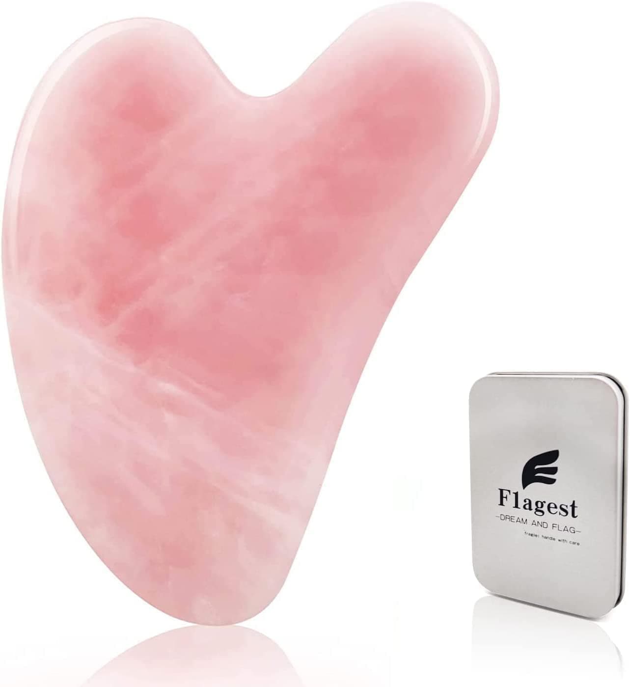 Flagest Rose Quartz Facial Massage Tool, Heart Shape Rose Quartz Trigger Poin...