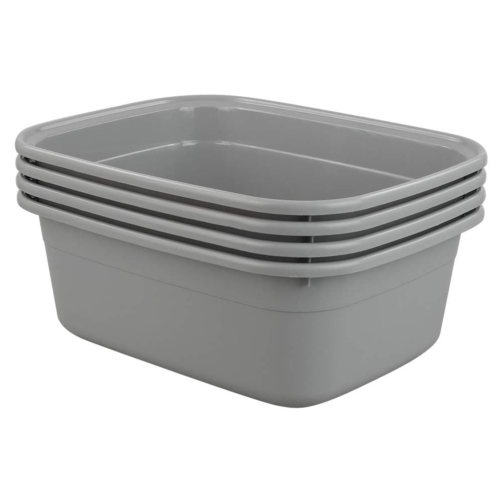 Teyyvn Plastic 14 Quart Dish Pan, Pack for 4 Plastic Rectangular Wash Basin