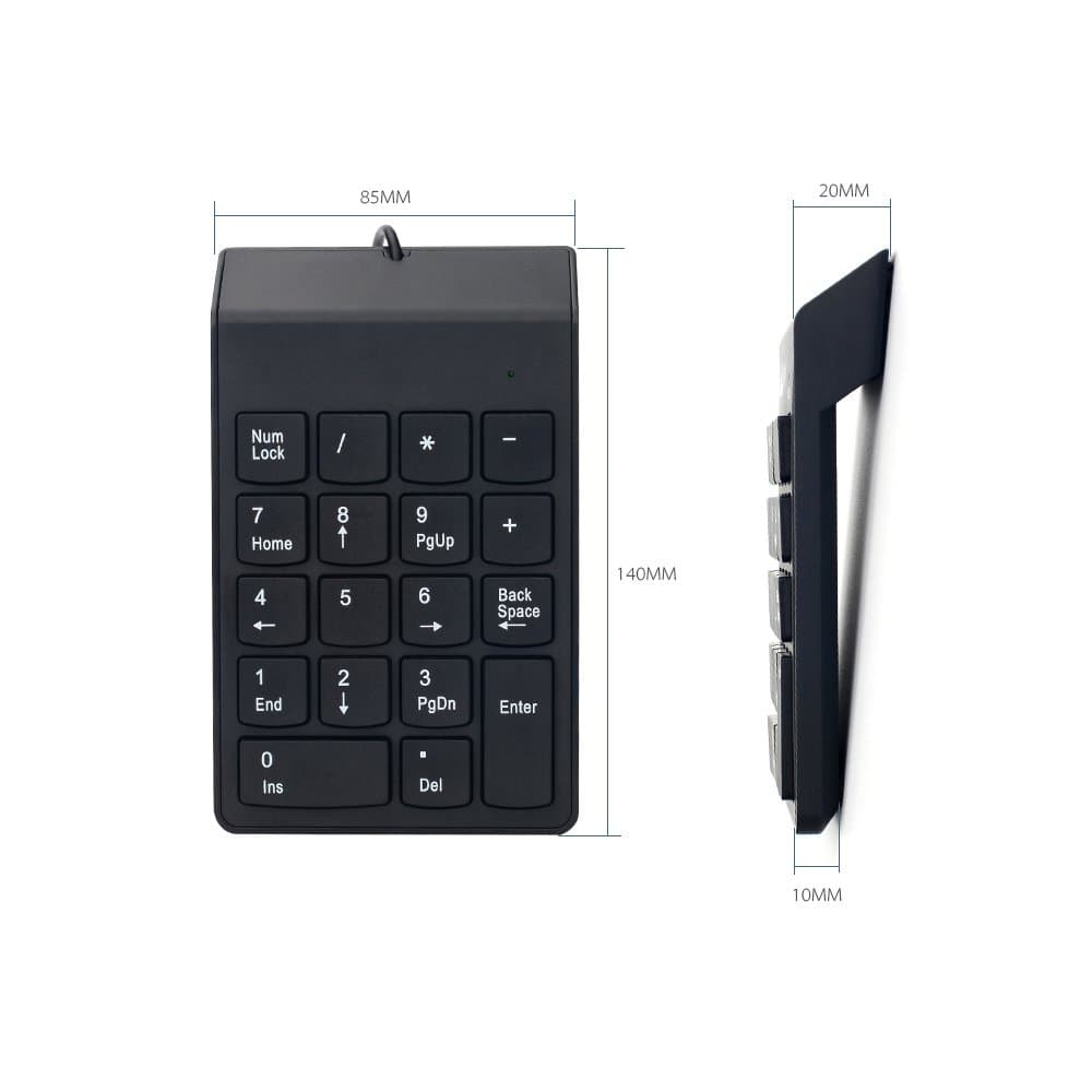 Wired USB Numeric Keypad Portable Slim Mini USB Number Pad Keyboard 18 Keys for Pro Laptop PC Notebook Desktop