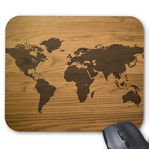 Litaz Customized Personalized Mousepad Wood Grain World Map Mouse Pad