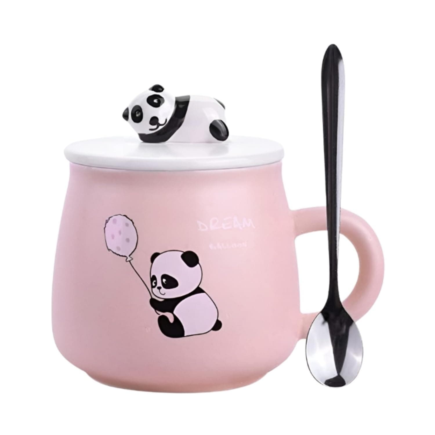 NYRWANA 3D Panda Ceramic Coffee Mug with Cartoon Face – Cute Panda Novelty Coffee Mug for Gifting and Decor (Pink)