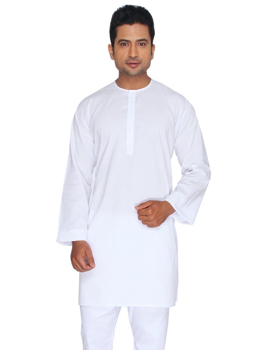 Rajubhai Hargovindas White SuperFine Cotton Kurta (Round Collar)
