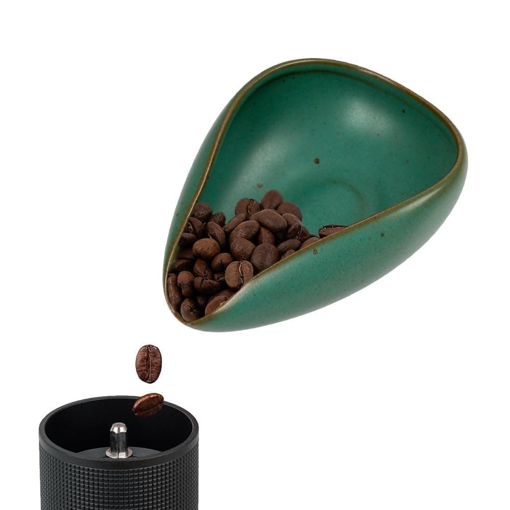 watchget Ceramic Coffee Dosing Cup & Tea Storage Tray, Single Dose Measuring Container for Coffee Beans & Loose Leaf Tea Dosing Vessel, Dark Green