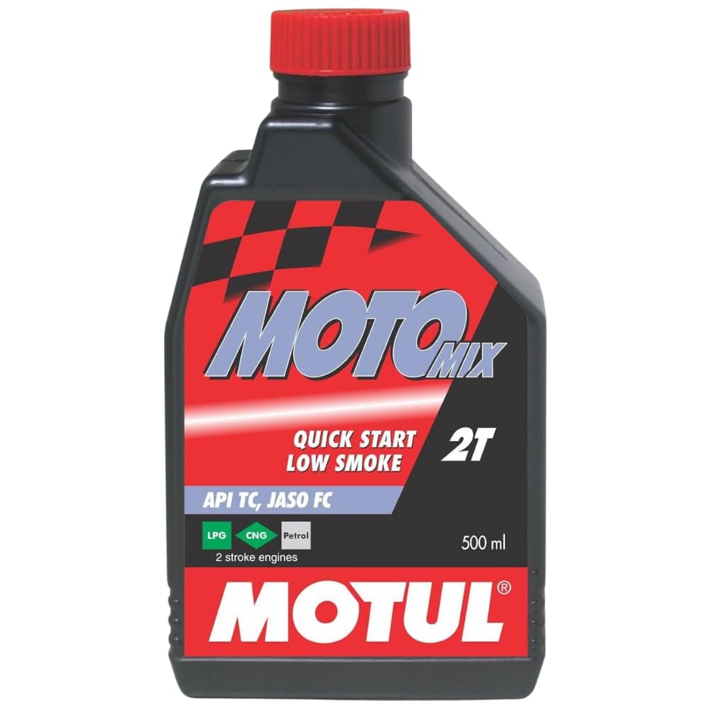 Motul Motomix 2T 2-Stroke Low Smoke Superior Motorcycle Oil – High Performance Lubrication, Cleaner Engine, Reduced Smoke & Smooth Riding Experience, 0.5 L