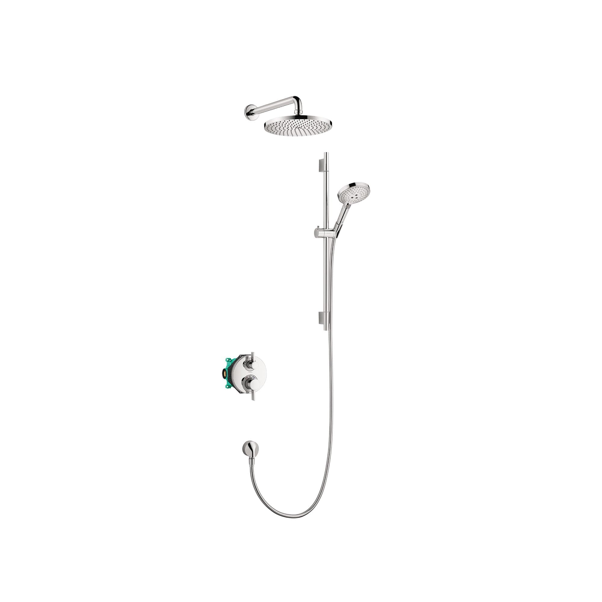 Raindance S Complete Shower System Shower Set 3-Spray PowderRain, Rain, and Massage Volume and Auto Temperature Control in Chrome, Rough and Shower Valve Included 2.5 GPM, 04915000