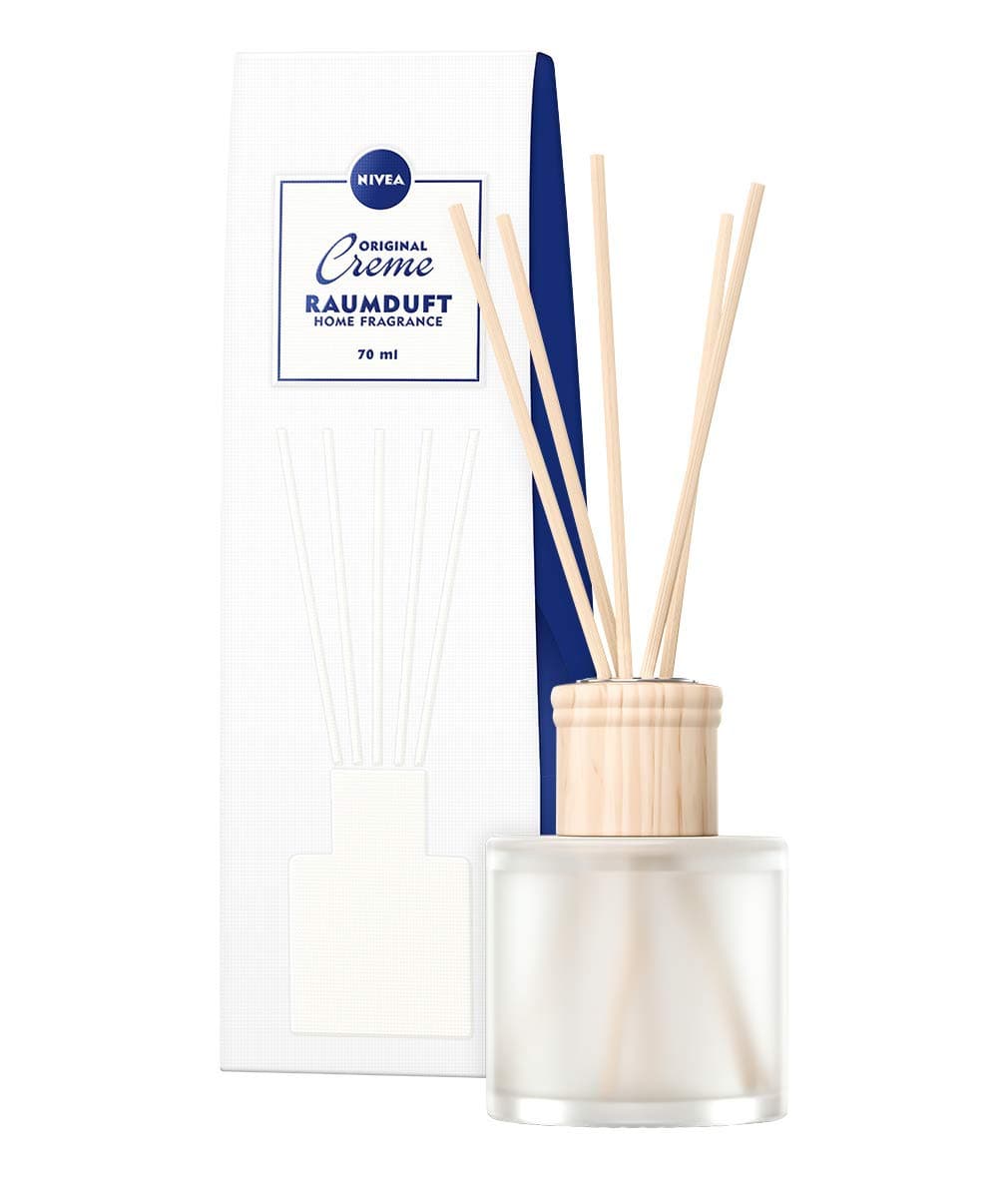 NIVEA Original Reed Diffuser with The Famous Crème Scent and Frosted Glass Holder, 70 ml