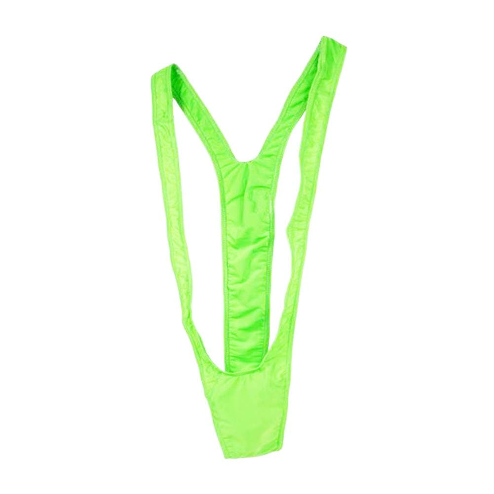 Men's Sexy Mankini Swimsuit Thong Underwear Swimwear Men V-string Sexy Borat Manikini Lingerie Swimsuit One Size Fits for All (green)