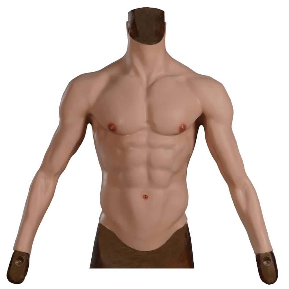 WisfancyMale Chest Silicone Muscle Suit with Arms, Realistic Fake Muscles Soft Silicone Chest Vest with Clear Skin Textures
