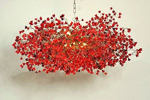 Romantic Ceiling Lights Red Flowers Light Shades - Luxury Chandelier Lamp for Living Room & Office- Huge Pendant Shade- Perfect and Unique Gift Idea.