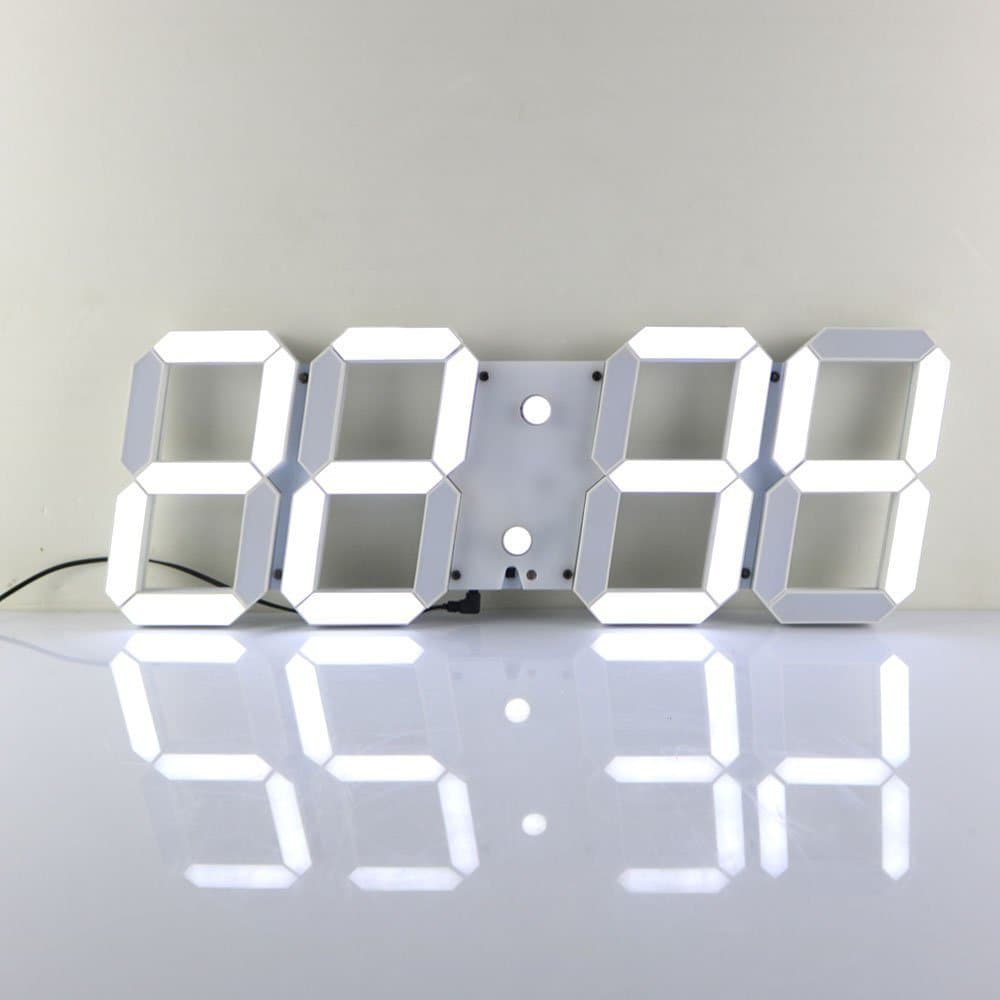 Large LED Digital Wall Clock 3D Design Jumbo Larger Numbers Alarm Clock with Full Function Remote Control, Calendar, Snooze, Alarm, Countdown, Thermometer