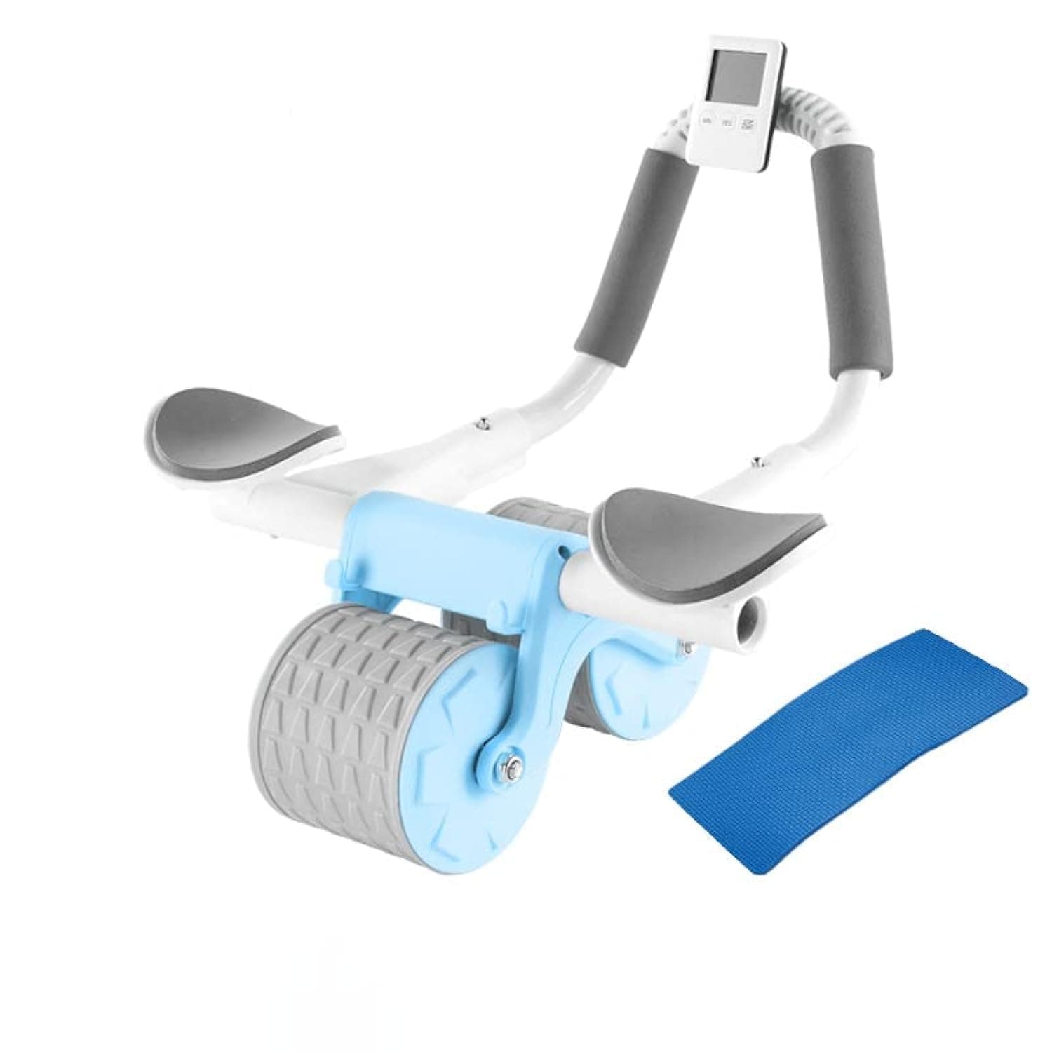 Pirszull2023 New with timer Ab Abdominal Exercise Roller Elbow Support, abs roller wheel core exercise equipment, Automatic Rebound Abdominal Wheel (Blue) (001)