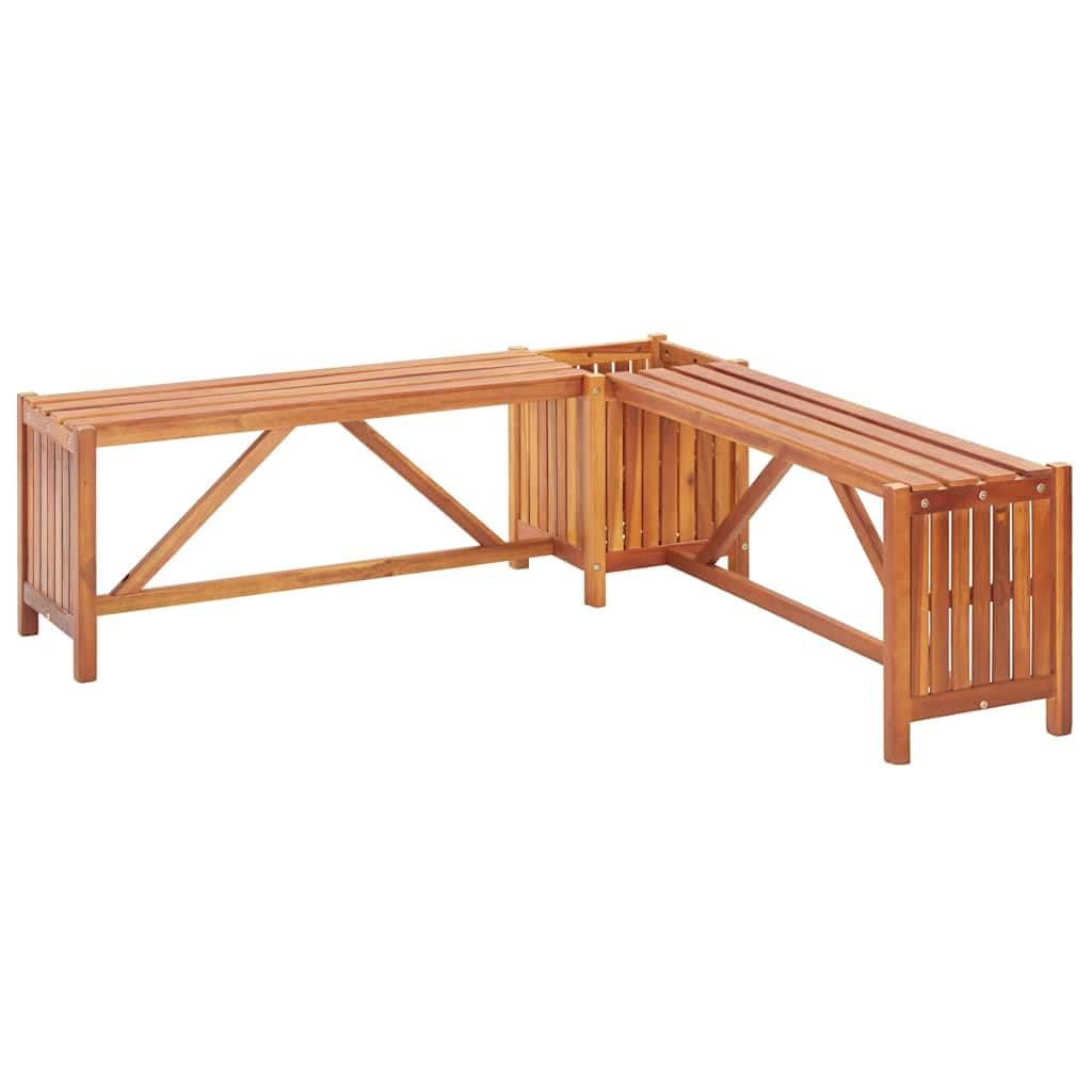 vidaXL Solid Acacia Wood Garden Corner Bench with Planter Balcony Outdoor Seats Patio 117x117x40cm Brown