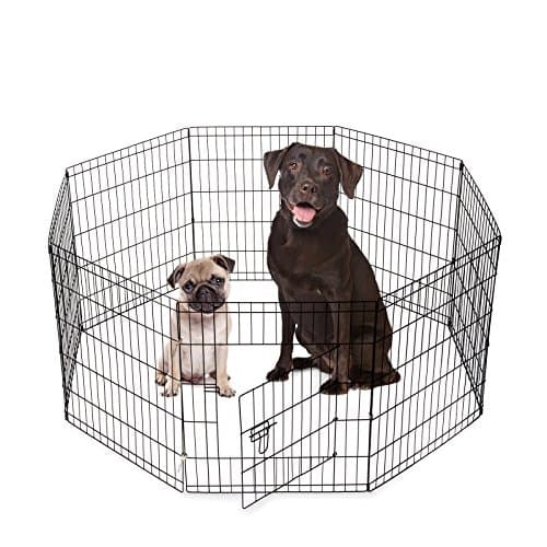 SmithBuilt Crates 8 Panel Metal Wire Popup Portable Fence Playpen Folding Exercise Yard with Door and Carry Bag, 30-Inch High, Black