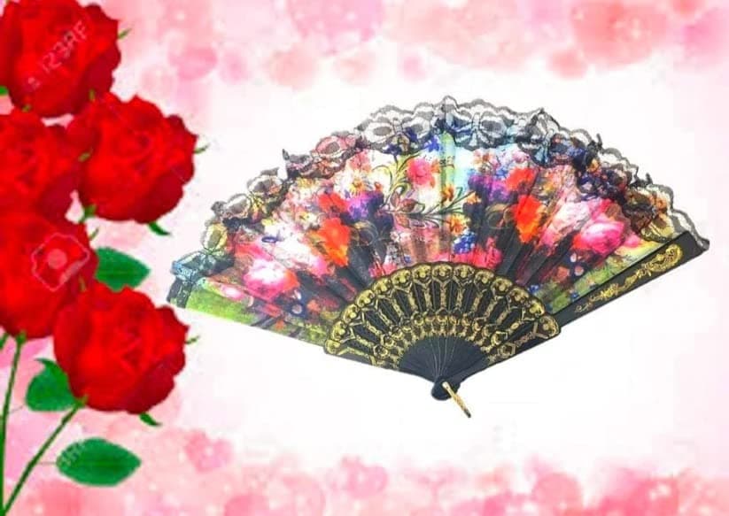 Plastic Fans for Gifting & Decoration Hand Fans, Plastic Designer Handheld Folding Fans Set of 2