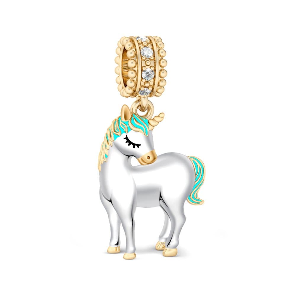 GNOCE Unicorn Mermaid Charm Pendant 925 Sterling Silver Divine Soul and Spirit Animal Dangle Charms Fit for Bracelet Necklace