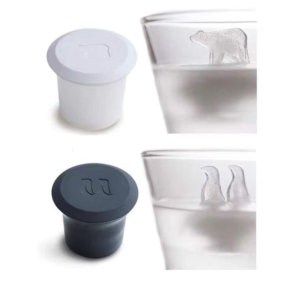 Luxugen Polar Ice Cube Molds, Silicone Ice Cube Trays with Cute Penguin and Ice Polar Bear Shape, Unique Novelty Ice Cube Trays Molds for Whiskey Scotch Drinking