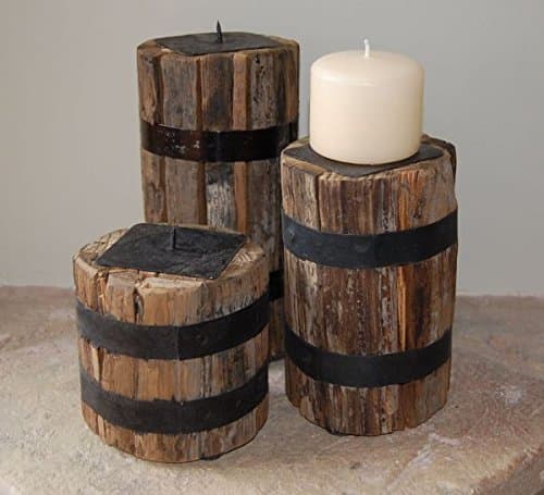 Reclaimed wood candle holders set of 3