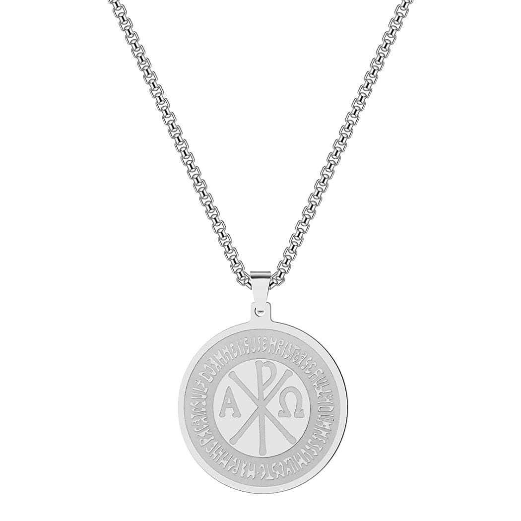 Chi Rho And Constantine Cross Amulet Men Necklace Handmade Viking Stainless Steel Necklace For Women Fashion Jewelry