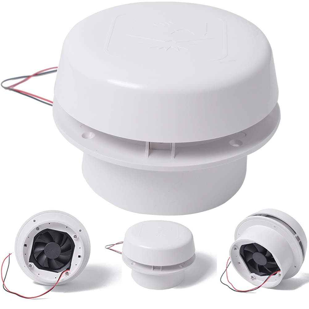 12V RV Motorhome Exhaust Fan, 60CFM Caravan Trailer Roof Vent Ventilation Ceiling Ventilation Top Air Fan (white)