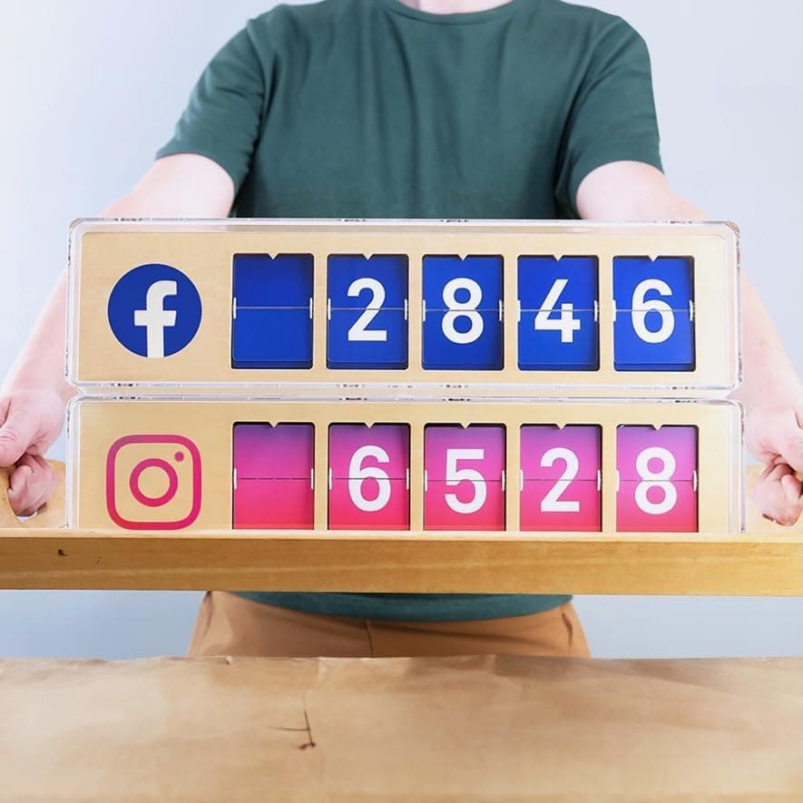 Instagram Follower Counter - Real Time Social Media Counter Clock with Wifi Connection - Boost Customers, Followers and Subscribers - High-End Minimalist Design Instagram Counter - 5-Digit