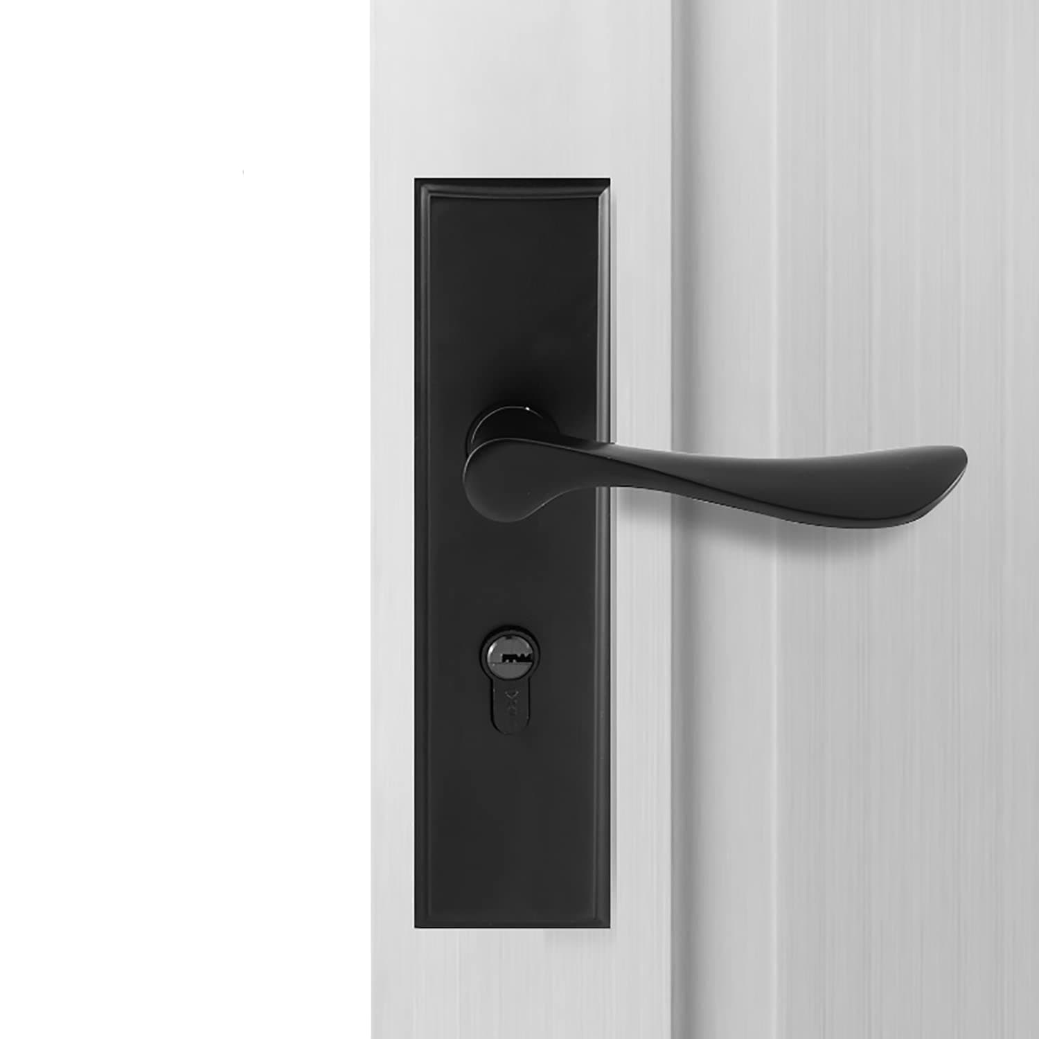 Qrity Black Door Handle Lock, Euro Door Handles, Bedroom Door Lock, 2 Lever Lock, Cylinder, 3 Copper Keys, Zinc Alloy
