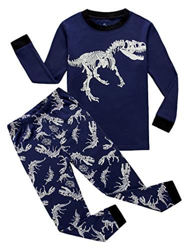 KikizYe Dinosaur Little Boys Long Sleeve Pajamas 100% Cotton Sleepwear Toddler Size 2T