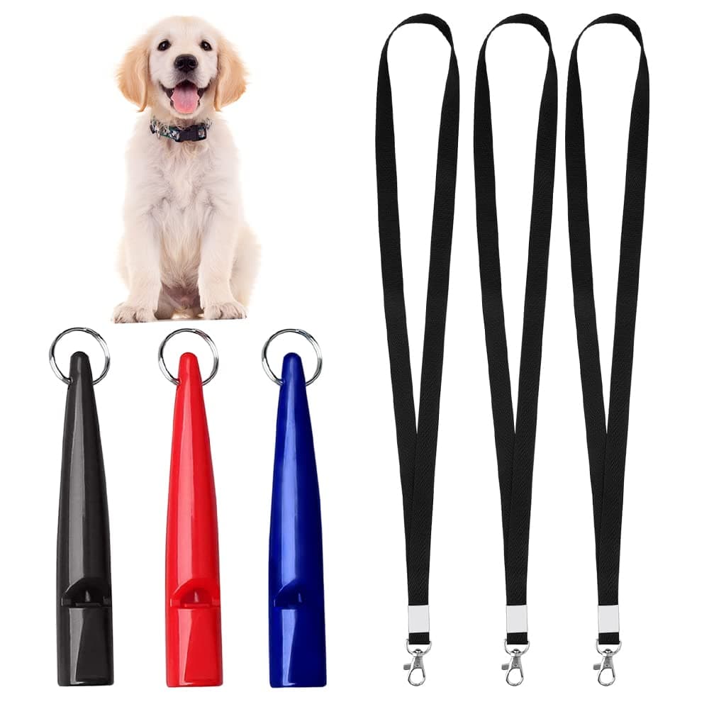 TECHPLUSDog Whistle with Lanyards 3 Packs Dog Training Whistle with Wrist Strap Plastic Bird Dogs Whistle for Dog Recall, Bark Control Complete Pet Training Kit