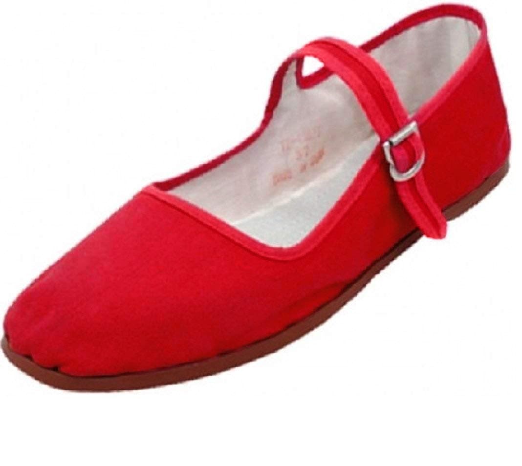Womens Cotton Mary Jane Shoes Ballerina Ballet Flats Shoes (8, Black Embroidered 114)