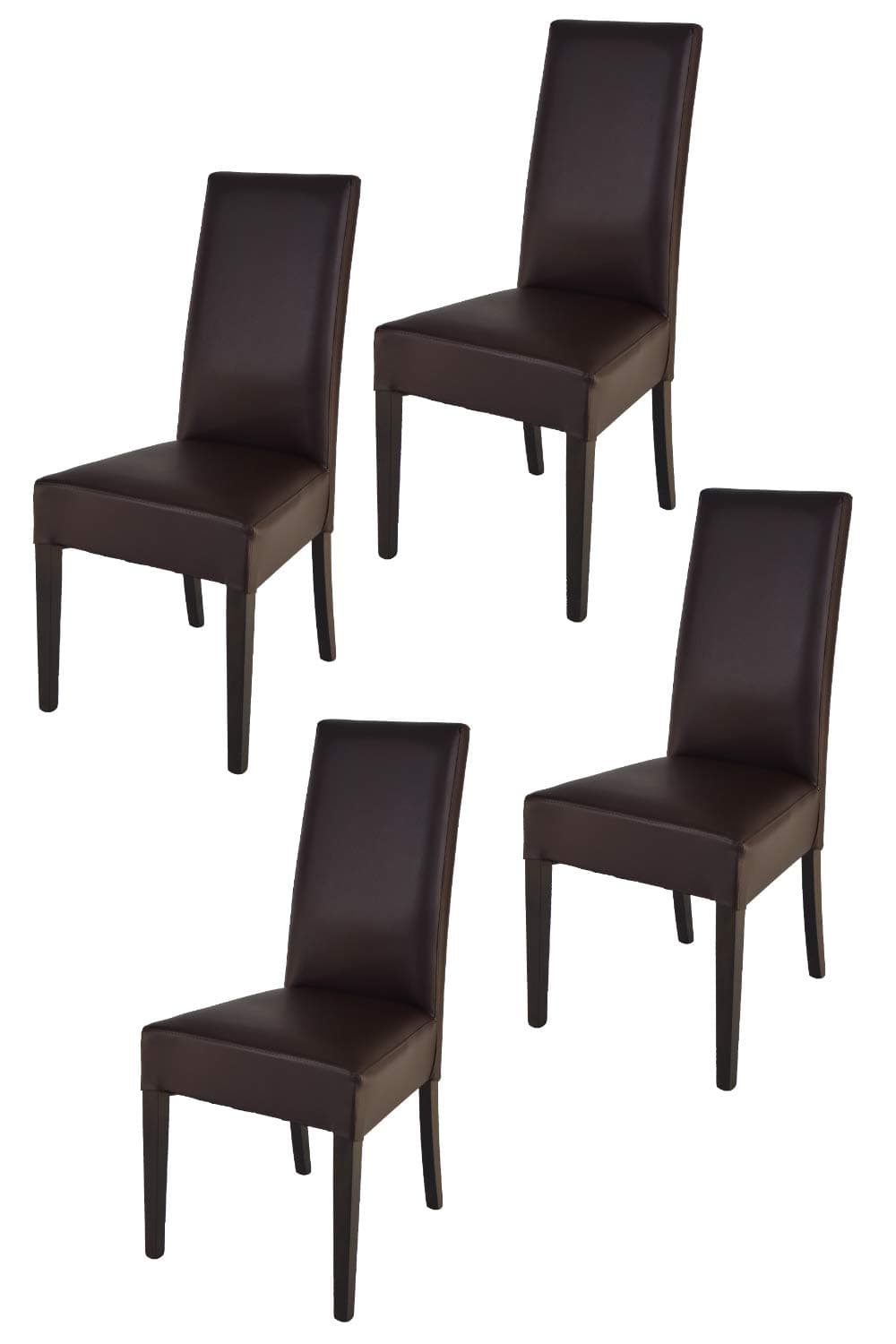 Tommychairs - Set of 4 chairs LUISA suitable for kitchen, dining room and restaurant, structure in wood of beech painted wengé and an upholstered seat covered in artificial leather colour moka