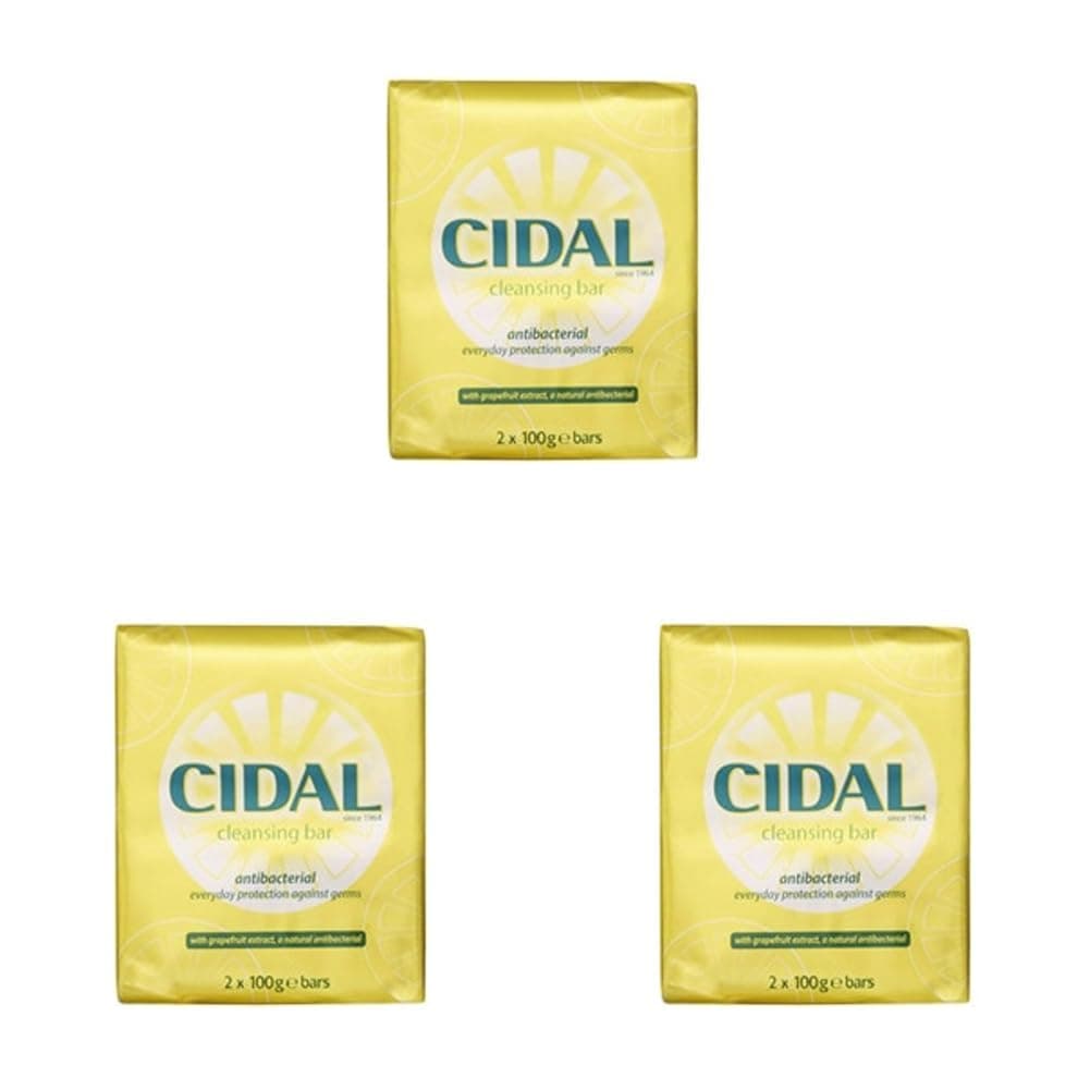 Cidal Antibacterial Soap with Grapefruit Extract - 2 x 100g Bars (Pack of 3)