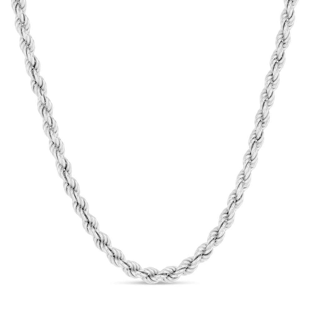 925 Sterling Silver Necklace Men's Diamond-Cut Rope Chain 3.3MM- Solid 925 Italian Necklace, Men and Women, Silver chain Necklace, Silver Jewelry made in italy