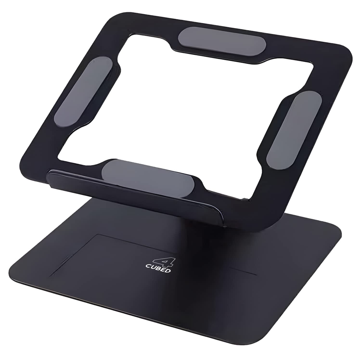 4 Cubed Portable Laptop Stand, Adjustable Laptop Riser and Holder with Heat Vent, Ventilated Notebook Riser, Ergonomic Design, Compatible with All Laptops (Black)
