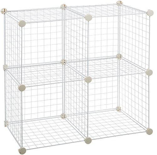 AmazonBasics Metallic 4 Cube Wire Storage Shelves - White