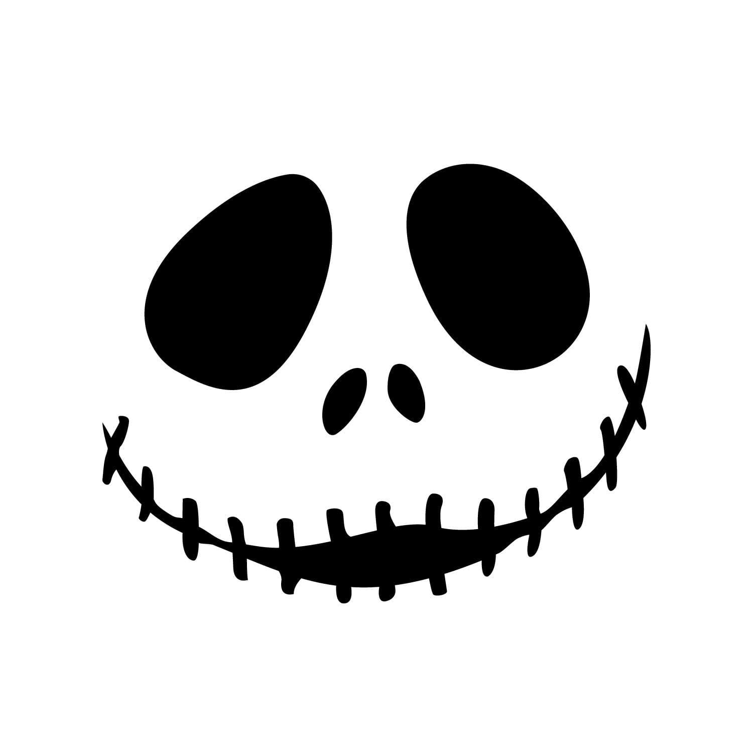 Vinyl Wall Art Decal - Jack Skellington Inspired Face - 17" x 22" - Fun Halloween Seasonal Decoration Sticker - Nightmare Before Christmas Indoor Outdoor Wall Door Window Living Room Office Decor