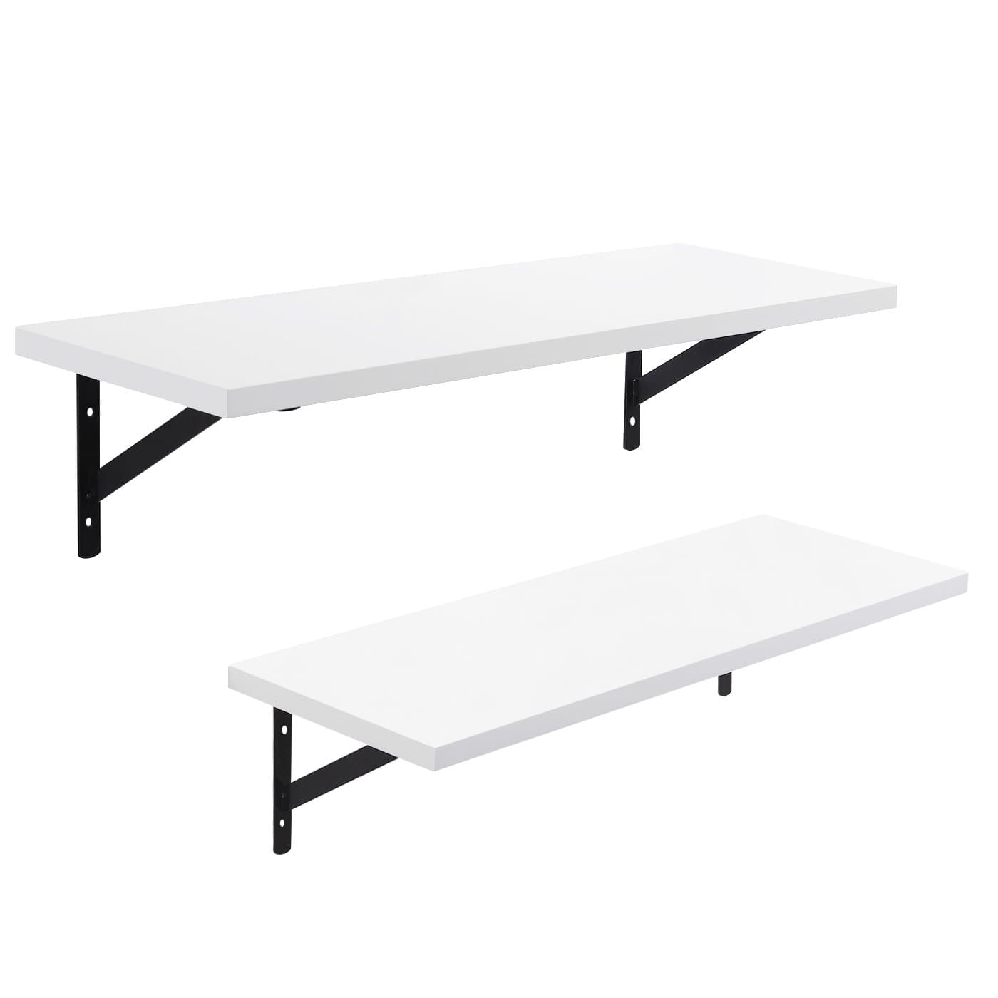 SONGMICS Floating Shelves Set of 2 Wall Shelves, 60 x 21 x 14 cm, Max. Load Capacity 15 kg, White LWS02WB