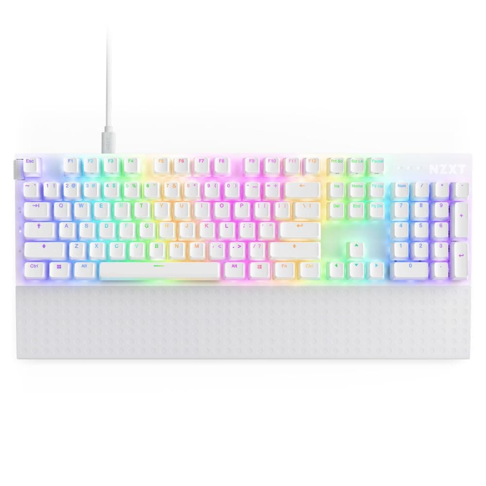 Function 2-2024 Full-Size Optical Gaming Keyboard | Illuminated RGB | 8K Polling Rate | Linear Optical Switches | Adjustable Actuation | Hot Swappable | Wrist Rest | White USA (QWERTY)