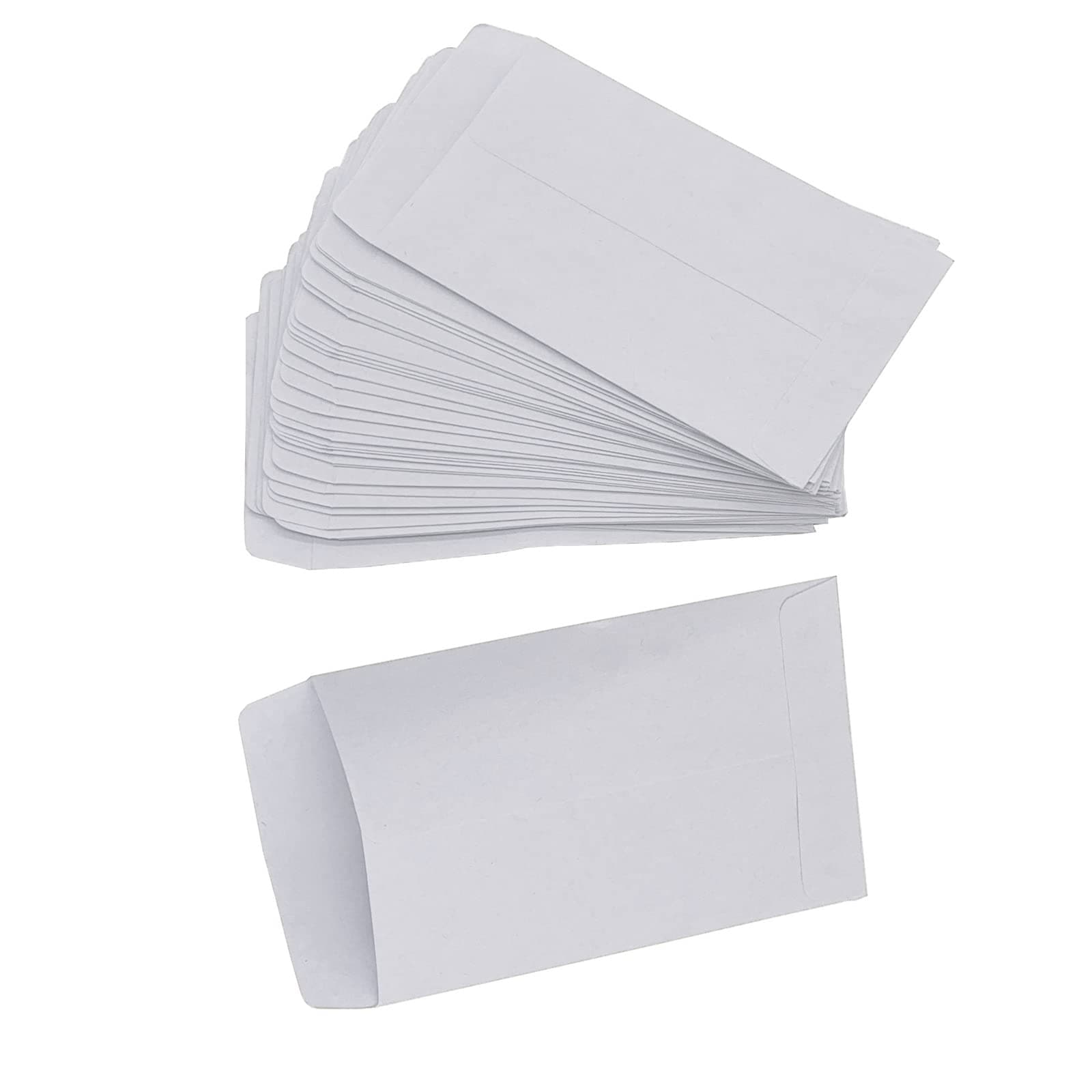 Small Envelopes, Cash Coin Money Envelopes 100 Pack Mini Seed Packet Tip White Envelope for Packing Small Parts Coins Notes Beads (2.4 x 3.9 inches)