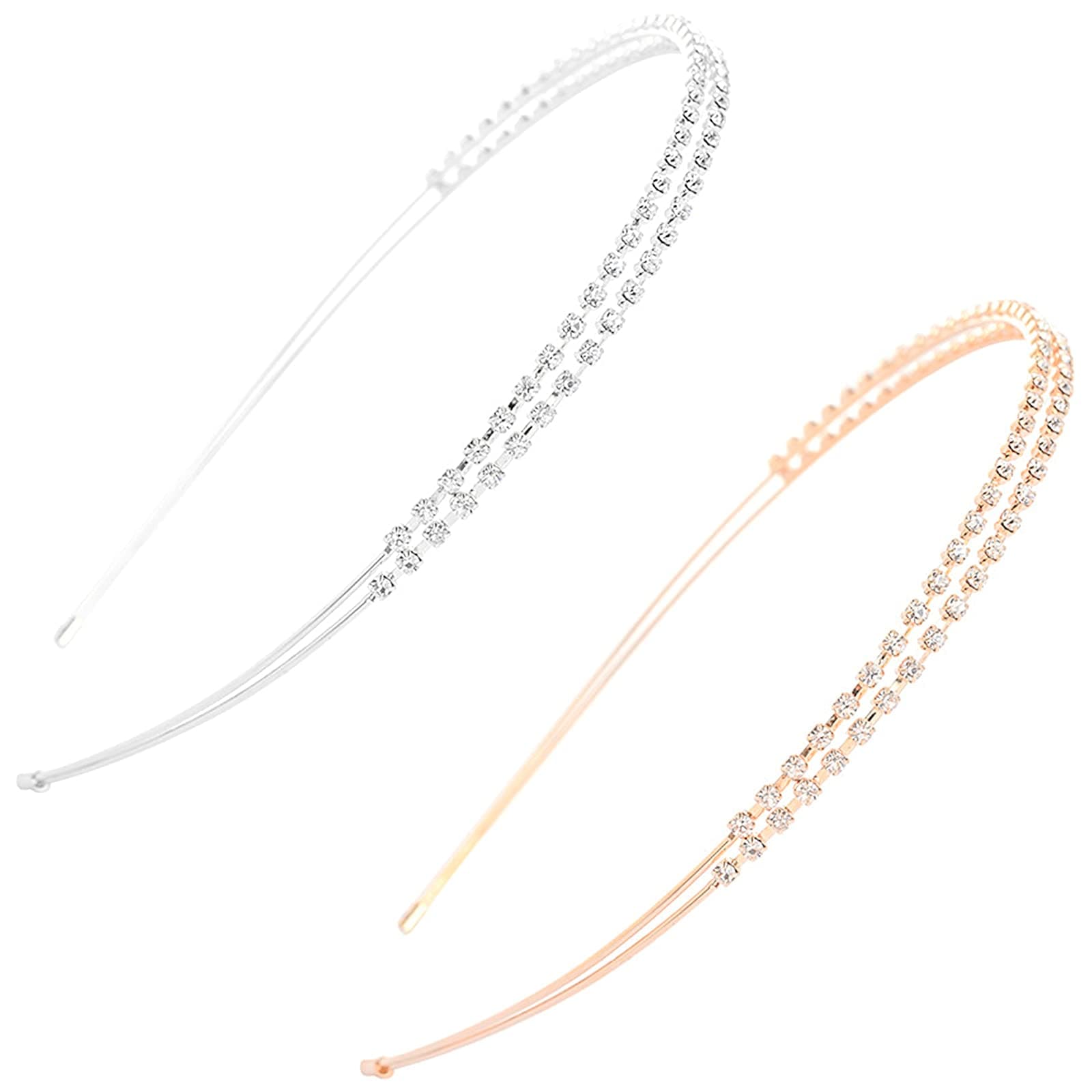 2 Pcs Star Rhinestone Hair Hoop Headband Exquisite Crystal Headbands Shiny Metal Hairband