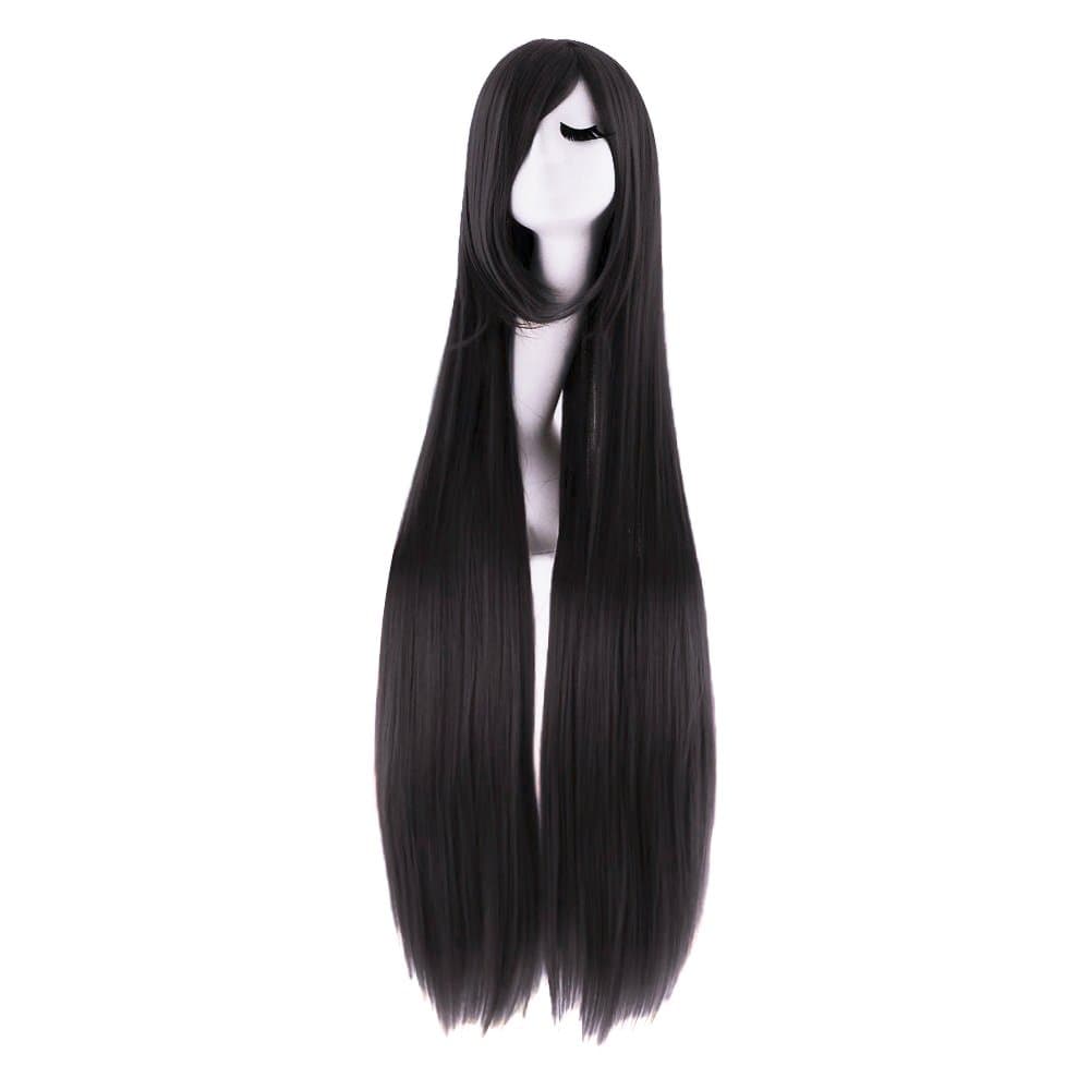 MapofBeauty 40 Inch/100 cm Women Side Bangs Long Straight Cosplay Party Wig (Black)