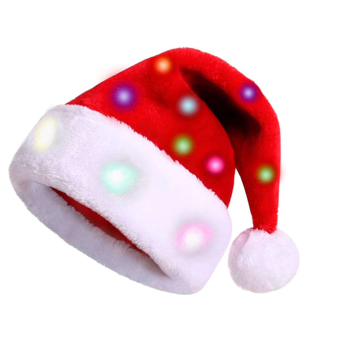 VOREAD Novelty LED Shine Christmas Hat Colorful Santa Headwear 24 Color Light up Holiday Party Supplies