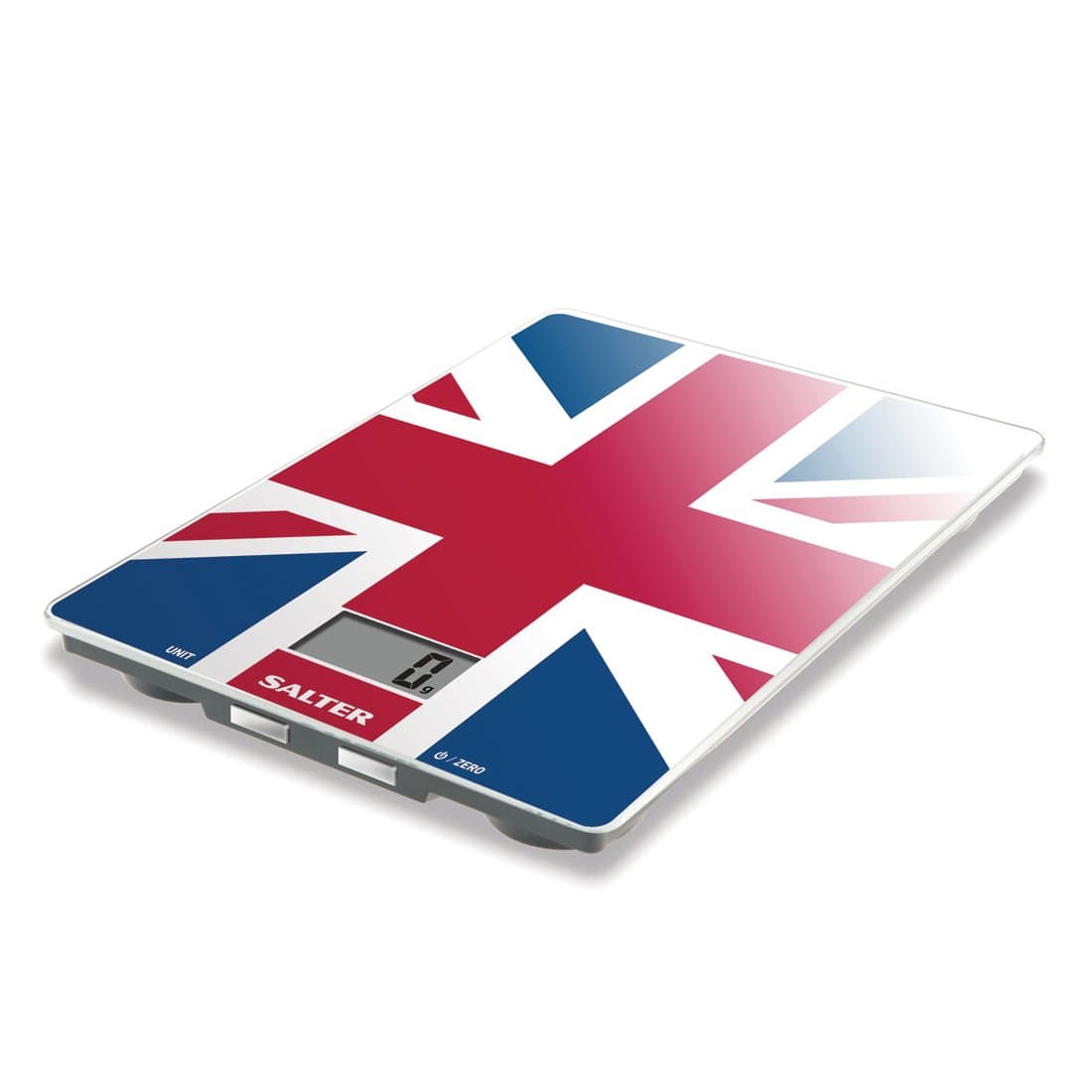 Salter Union Jack Kitchen Scales – Digital Electronic Weighing, Cooking Baking Food Scale for Home and Kitchen, Best of British Glass Design, Metric Imperial Units, 15 Year Guarantee